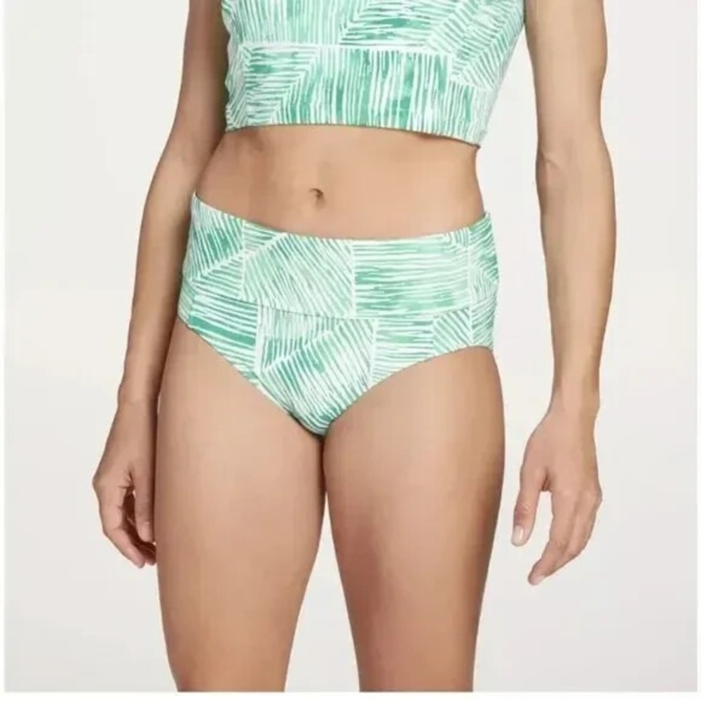 CALIA Bikini Bottom Size 2XL Tropical Palm High Waisted Beach Vacation Lycra NEW